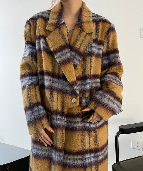 Blurred Check Long Coat